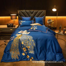 Peacock embroidery luxury bedding sets